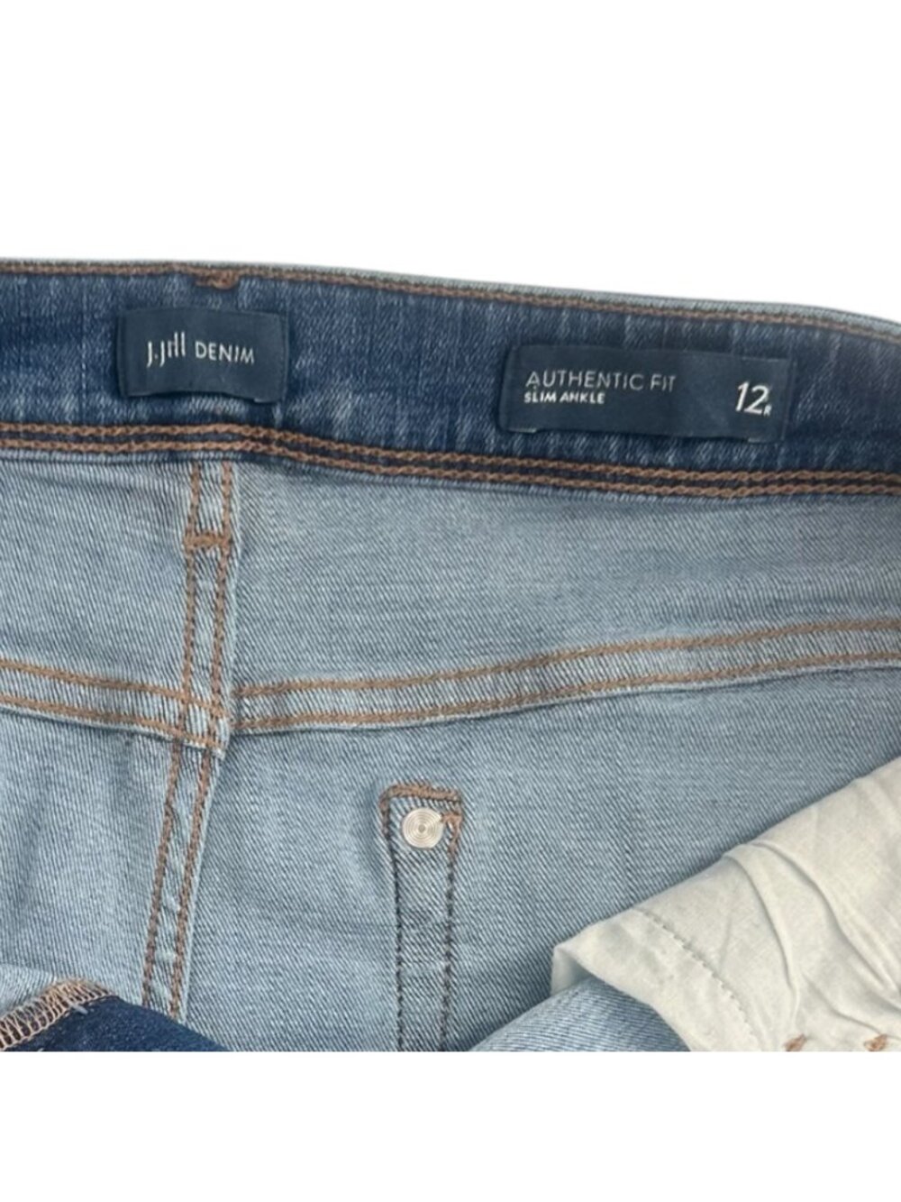 J Jill Authentic Fit Slim Ankle Jeans Womens 12 Medium Wash Blue Denim Stretch - Picture 7 of 11